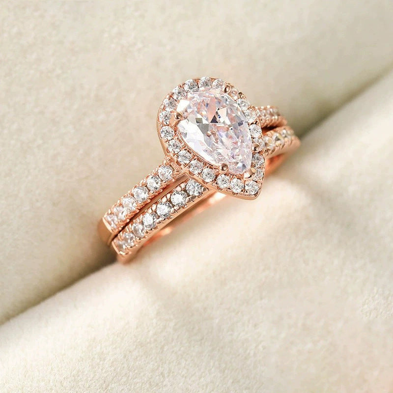 S925 Inlaid Water Drop Pear-shaped Zircon Women's Ring - Norellé