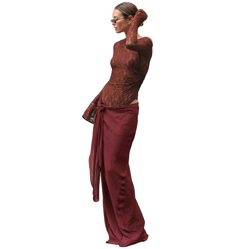 Women's Mesh One-piece Dress Solid Color - Norellé