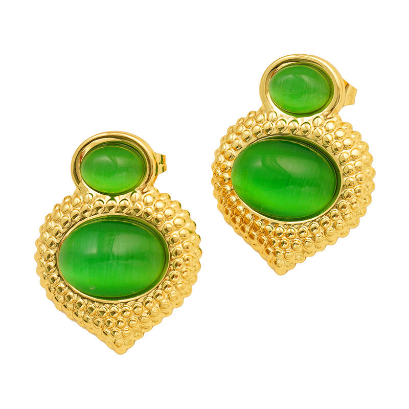 Opal Stainless Steel Studs Women's Gold Plated - Norellé
