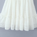 Sweet Cutout Embroidery Chic Lace Up Short Dress French Style V-neck - Norellé