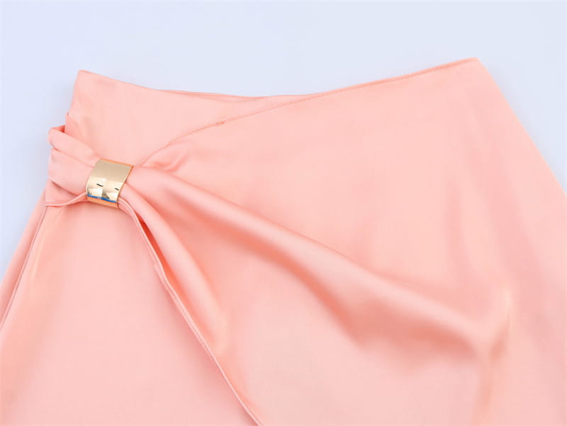 Gold Inlaid Silk Satin Texture Midi Dress