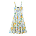 Blended Linen Printing Midi Skirt Dress - Norellé