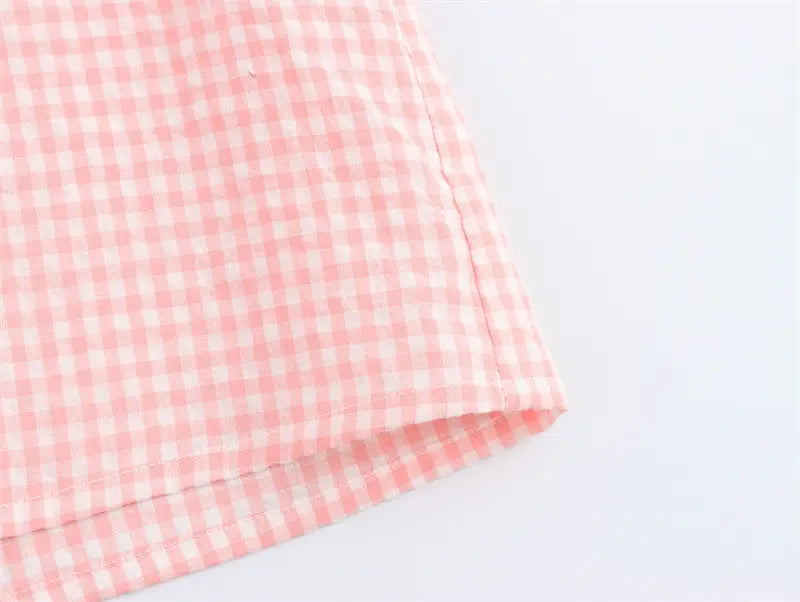 Small Round Lapel Plaid Shirt