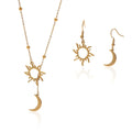 Lxalry 18K Gold Plated Sun  Moon Jewelry Set Mirror Polish Hypoallergenic Necklace  Earrings For Daily Evening Never Fade Luxury Gift With Celestial Symmetry - Norellé