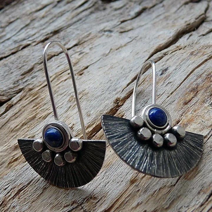 Ethnic Style Retro Semicircle Fan-shaped Metal Alloy Earrings - Norellé