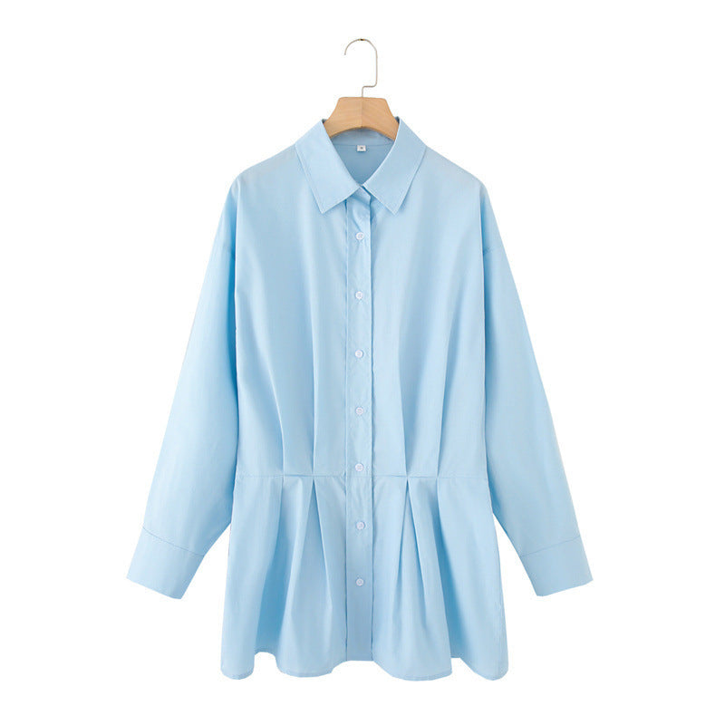 Wide Pleated Design Shirt Short Dress - Norellé
