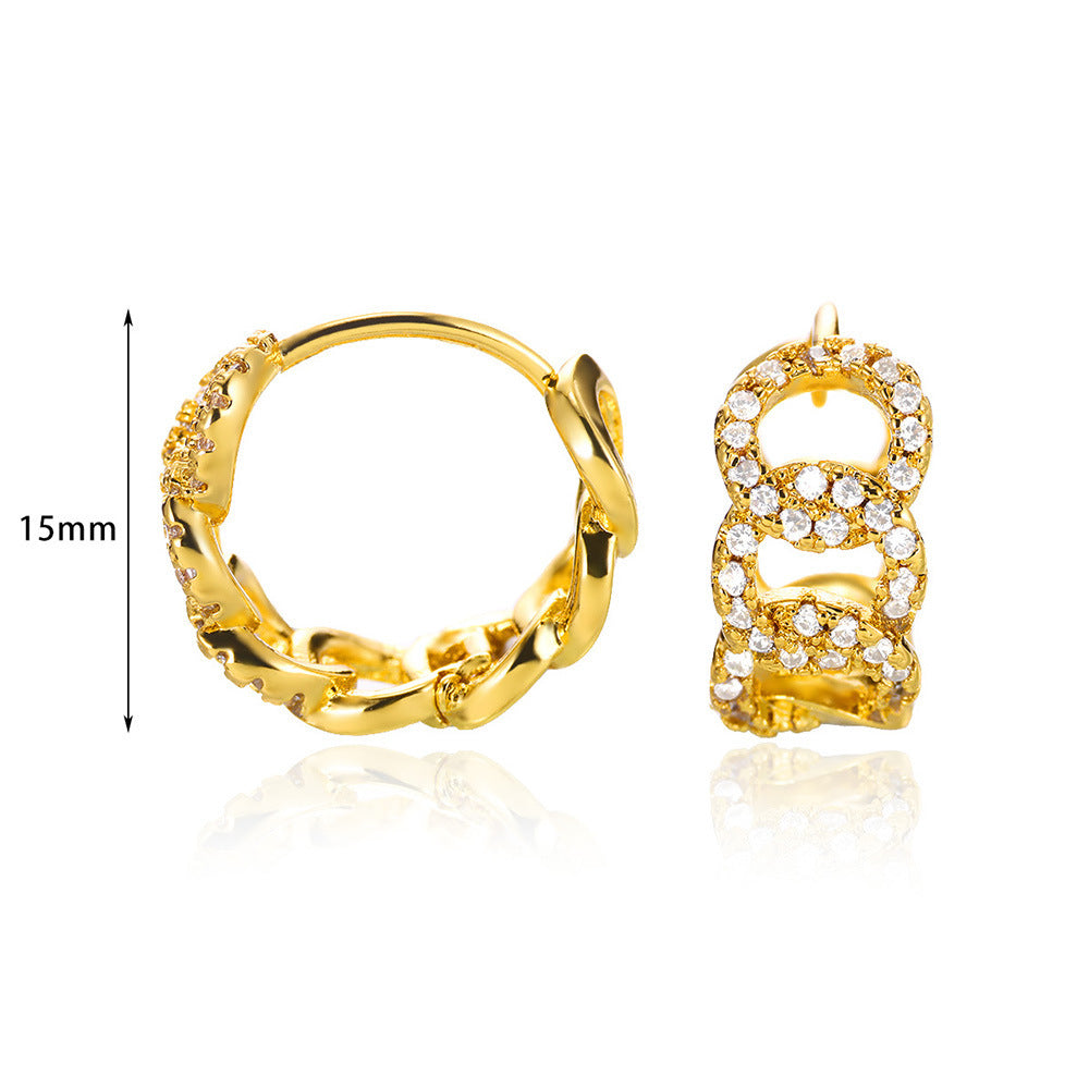 European And American Fashion 18K Gold-plated Square Inlaid Fashion Sense Titanium Steel Earrings - Norellé