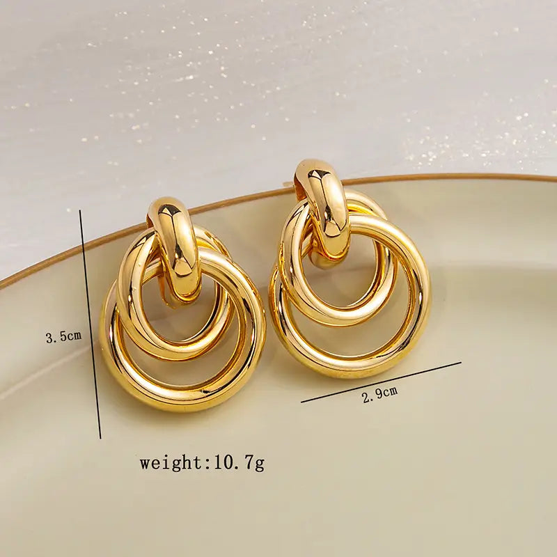 Silver Needle Retro Hoop Earrings