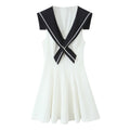 American Slim Fit Slimming Contrast Color White Stitching Dress - Norellé