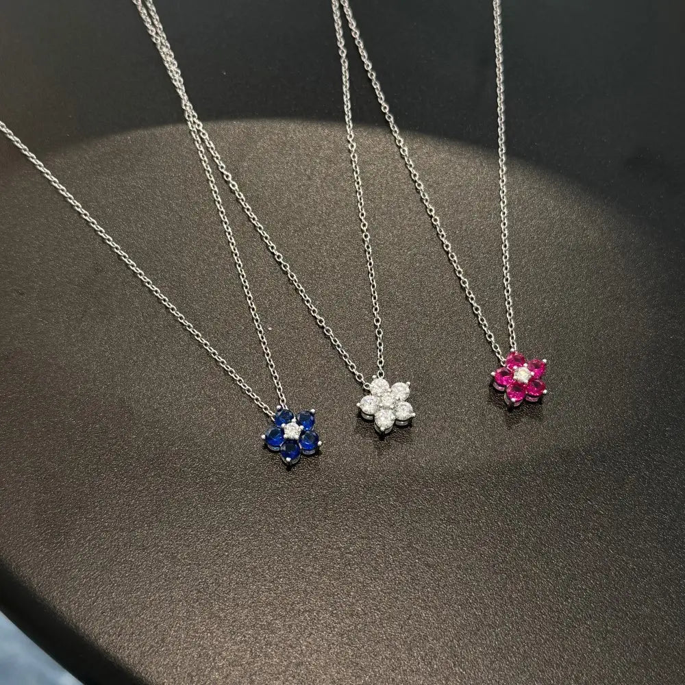 S925 Sterling Silver Necklace Women’s Advanced Oval Water Foam 8A Heart-shaped Zircon Flower Horse Eye Clavicle Chain