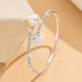 Women's Pearl Heart Full Diamond Bracelet Elastic Jewelry - Norellé