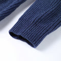 Dark Blue Irregular V-neck Fitted Waist Sweater Knitwear - Norellé