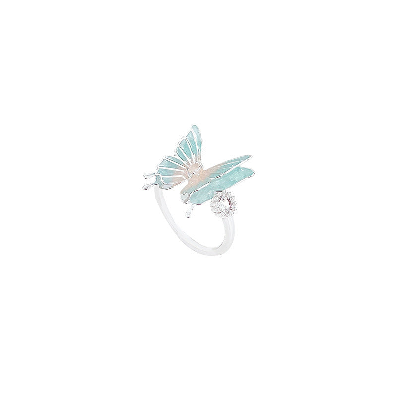Korean Style Fairy Temperamental Colorful Butterfly Ring - Norellé