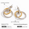 Special-interest Design Contrast Color Plating 18K Real Gold Titanium Steel Ear Studs Female - Norellé