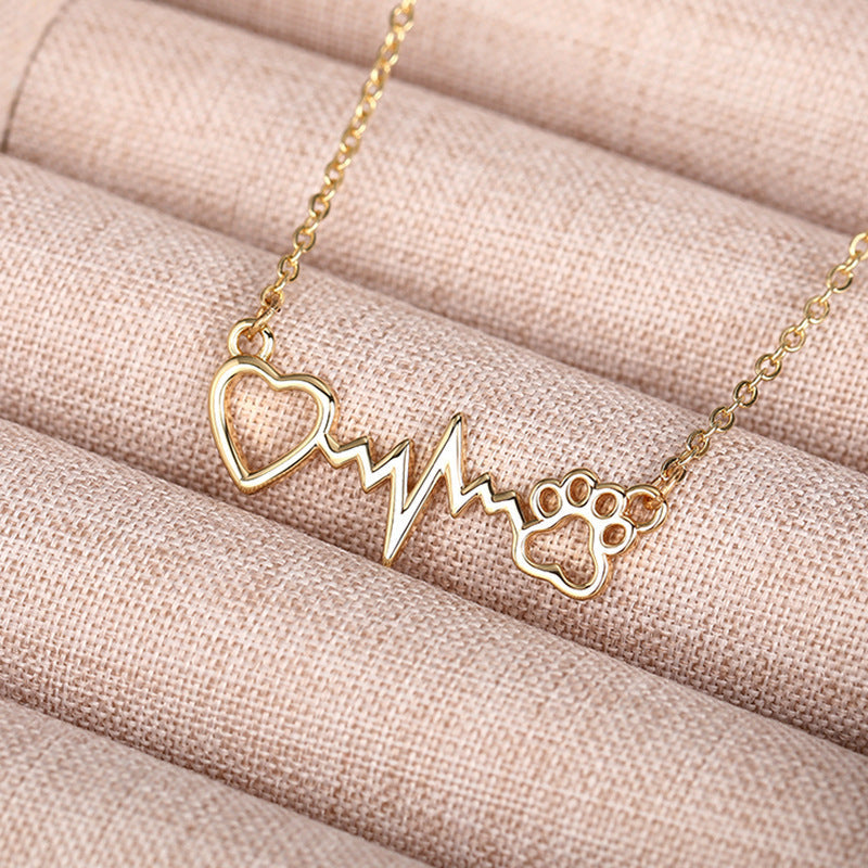 Cat Paw Necklace Heartbeat Chart - Norellé