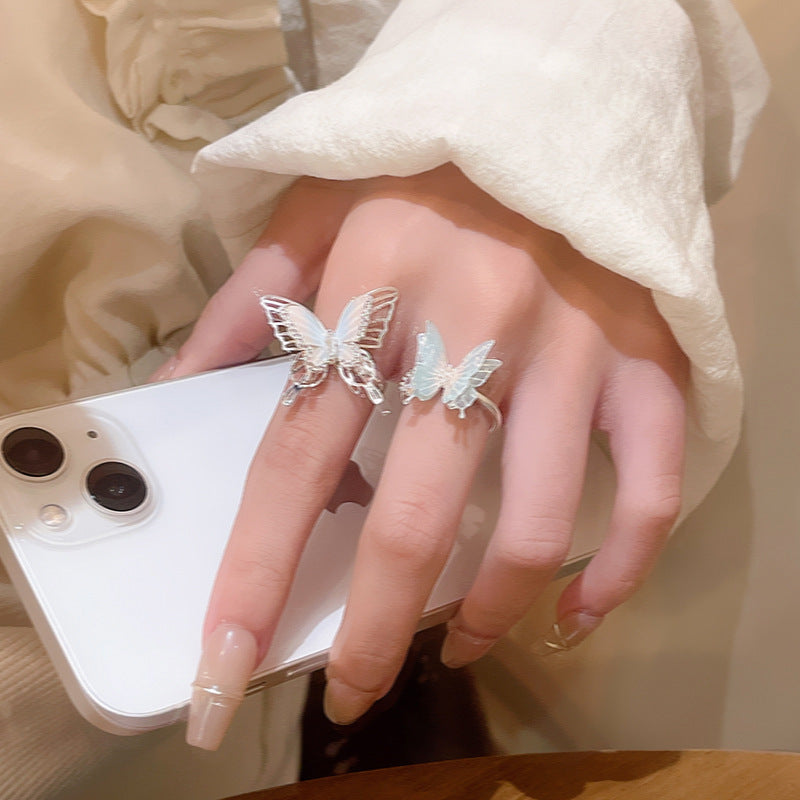 Korean Style Fairy Temperamental Colorful Butterfly Ring - Norellé