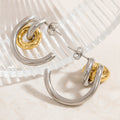 Special-interest Design Contrast Color Plating 18K Real Gold Titanium Steel Ear Studs Female - Norellé