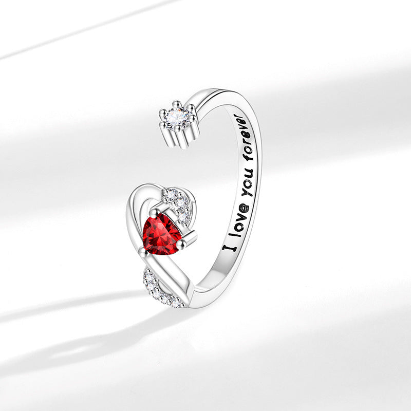 Heart-shaped Birthstone Women's Ring Fashion - Norellé