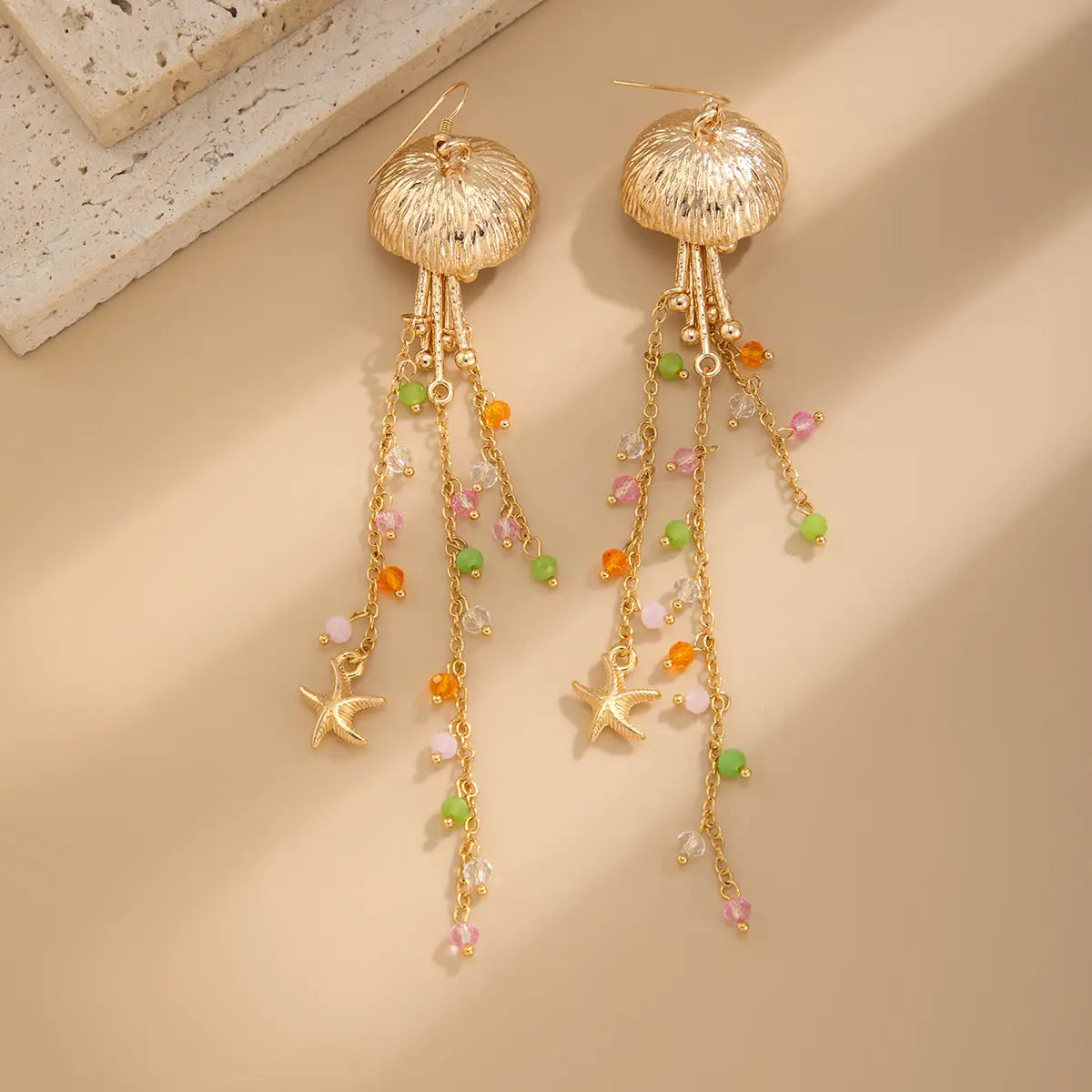 Holiday Beach Starfish Jellyfish Metal Alloy Earrings