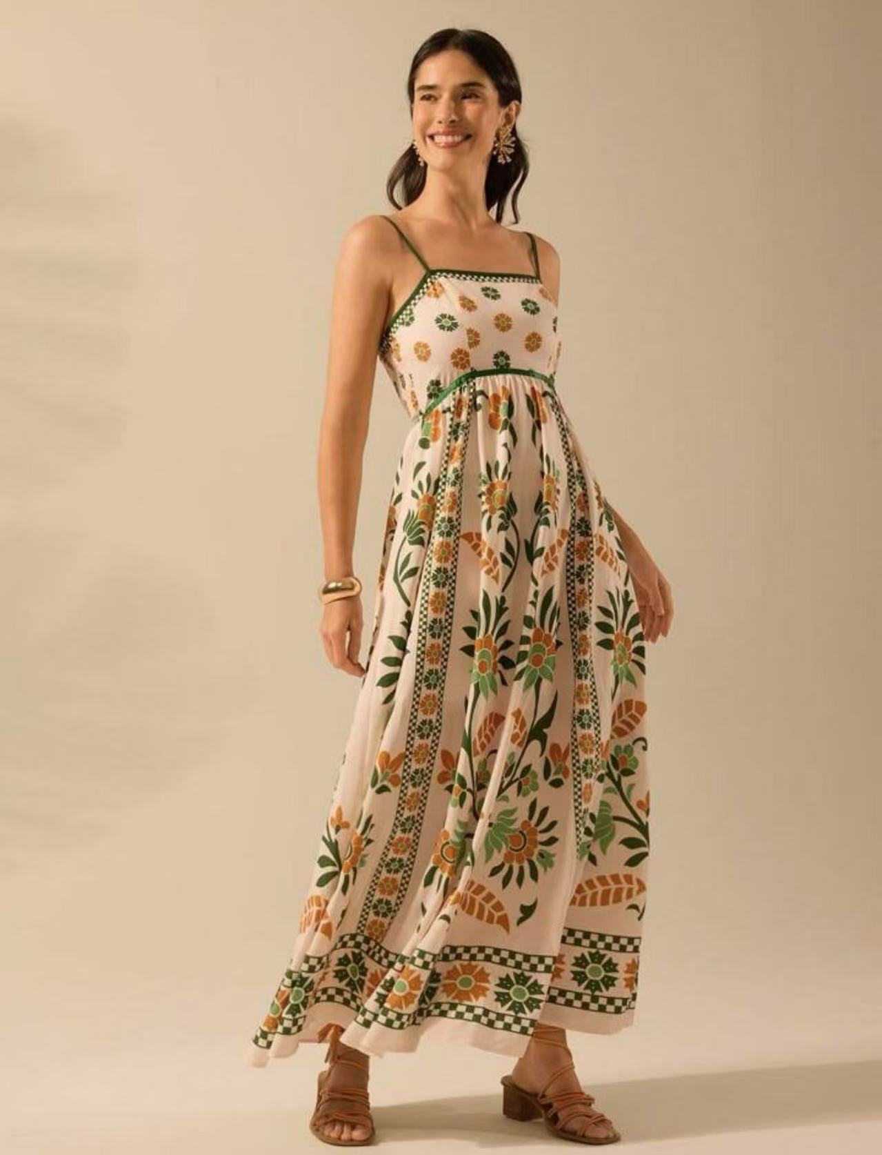 Printing Slip Dress Vacation Style Women's Clothing - Norellé