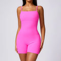 Back V Yoga Set Women Fitness Rompers Sexy One Piece - Barbie powder / XL / CHINA