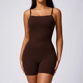 Back V Yoga Set Women Fitness Rompers Sexy One Piece - Deep coffee / XL / CHINA