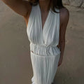 Backless Halter Dress Sets Female Beach Vacation