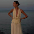Backless Halter Dress Sets Female Beach Vacation