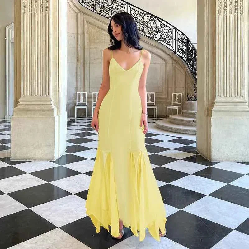 Backless Long Suspender Dress Woman