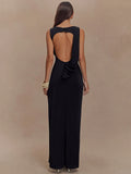 Backless Ruched Maxi Tank Dress Women