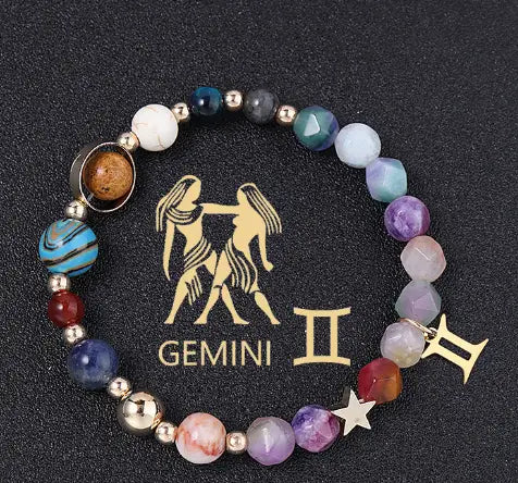 Twelve Constellation Bracelet Natural Stone Cut Color