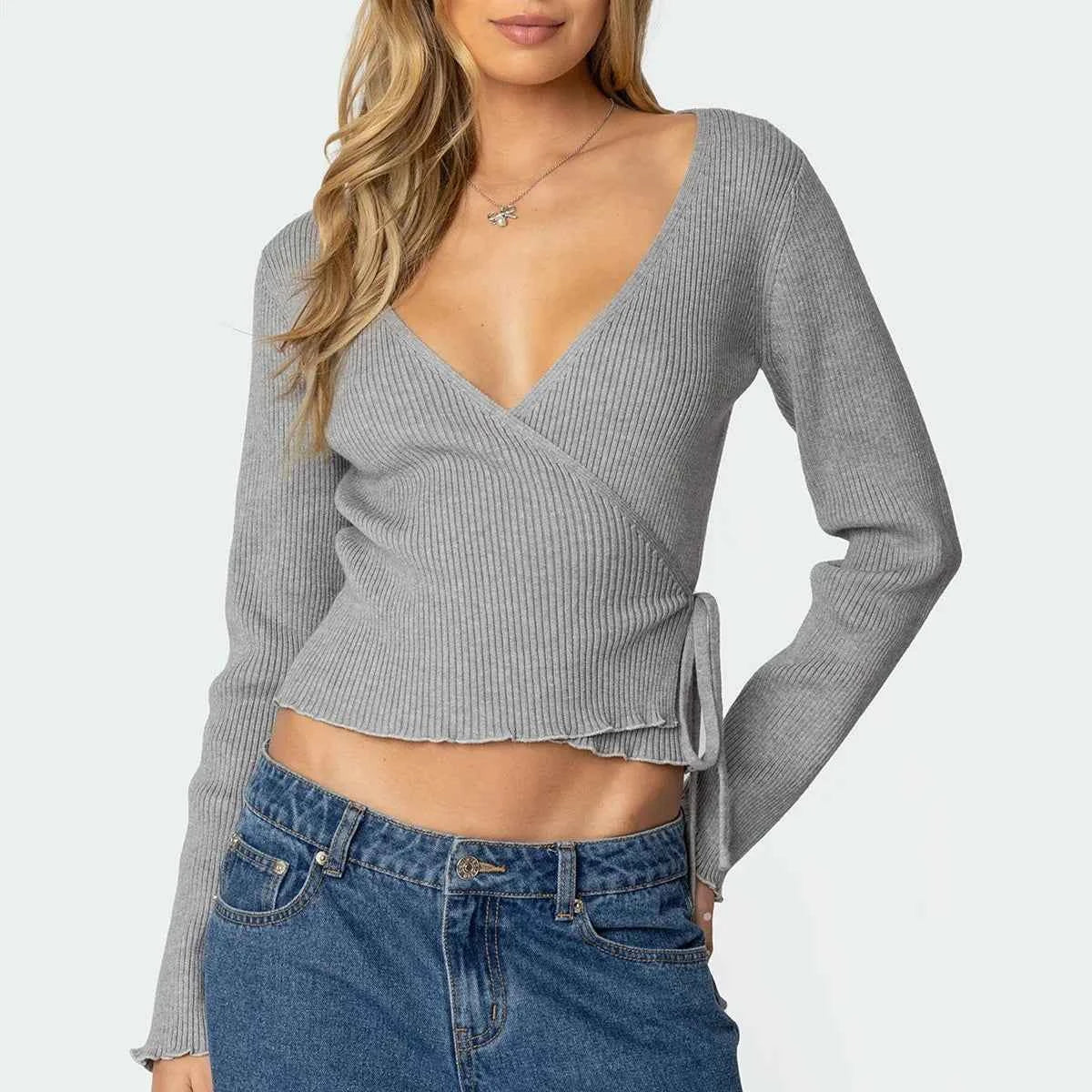 Ballet Wrap Sweaters for Women Long Sleeve
