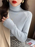 Basic Slim soft solid color turtleneck Sweater - One Size / SKY BLUE - Other