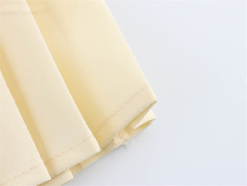 Woven Pleated Temperament Crew Neck Dress