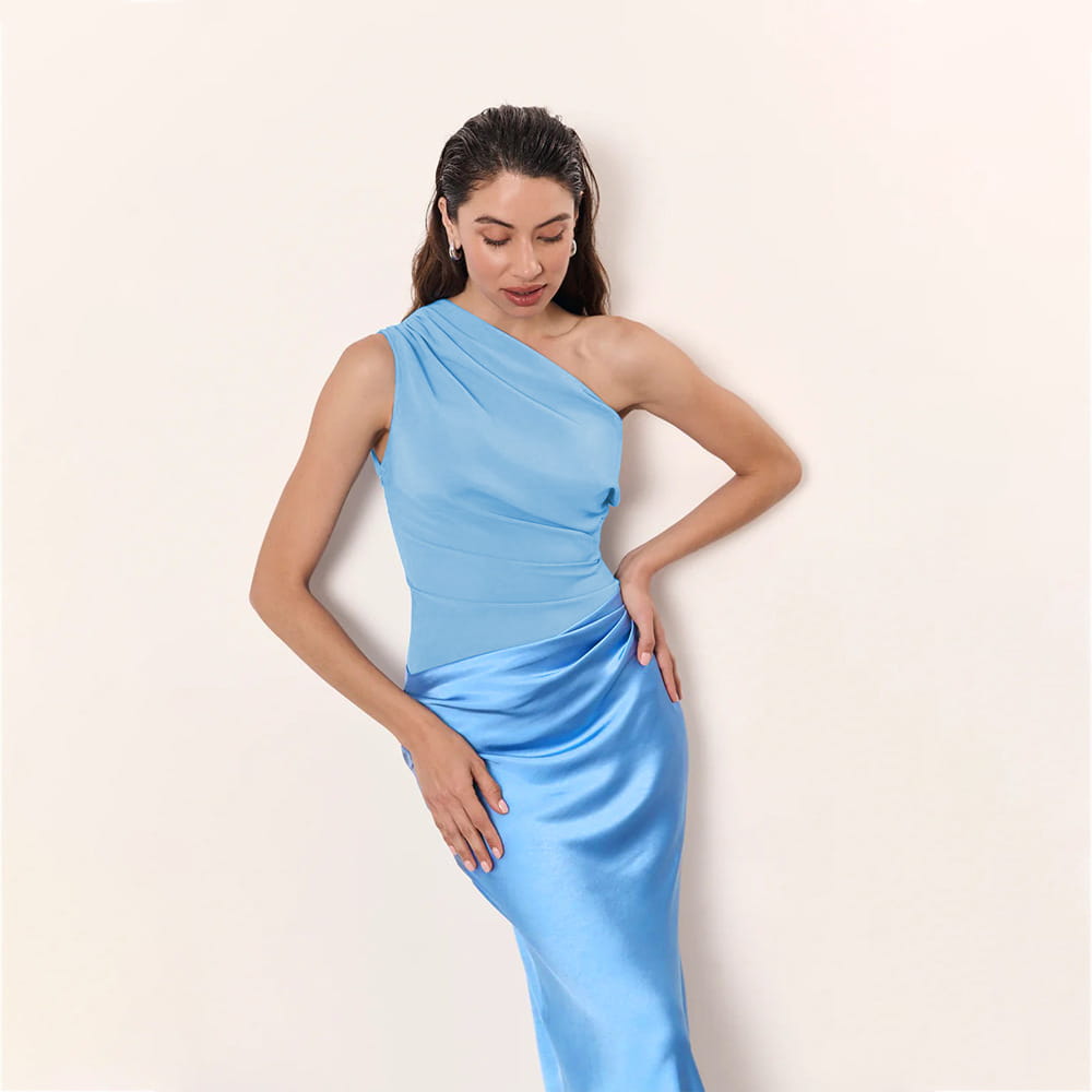 Satin Elegant Slim-fit One-shoulder Dress Sheath