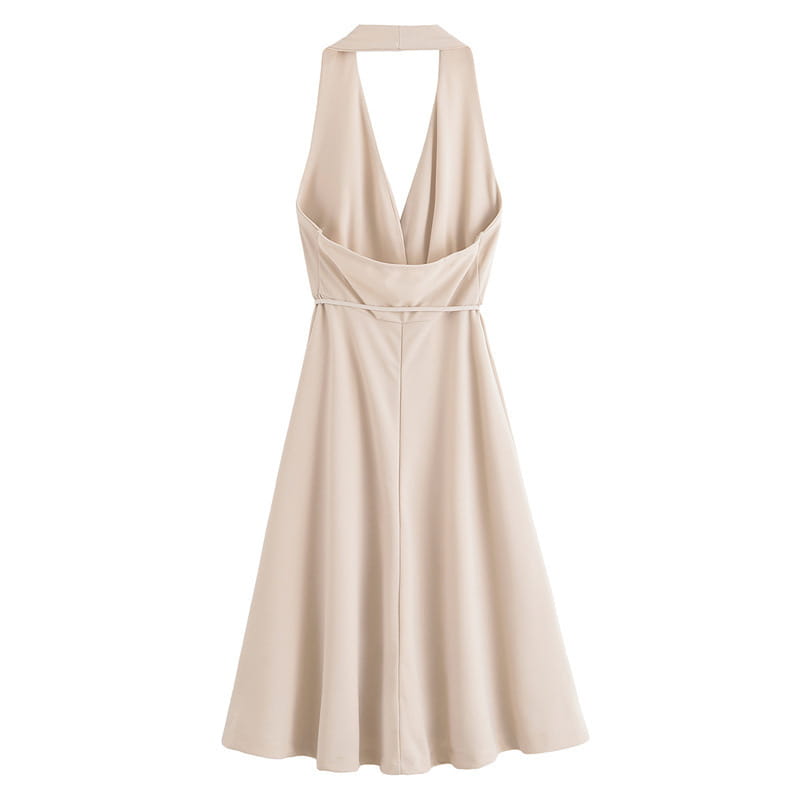 Summer Lace-up Hanging Collar Sleeveless Dress