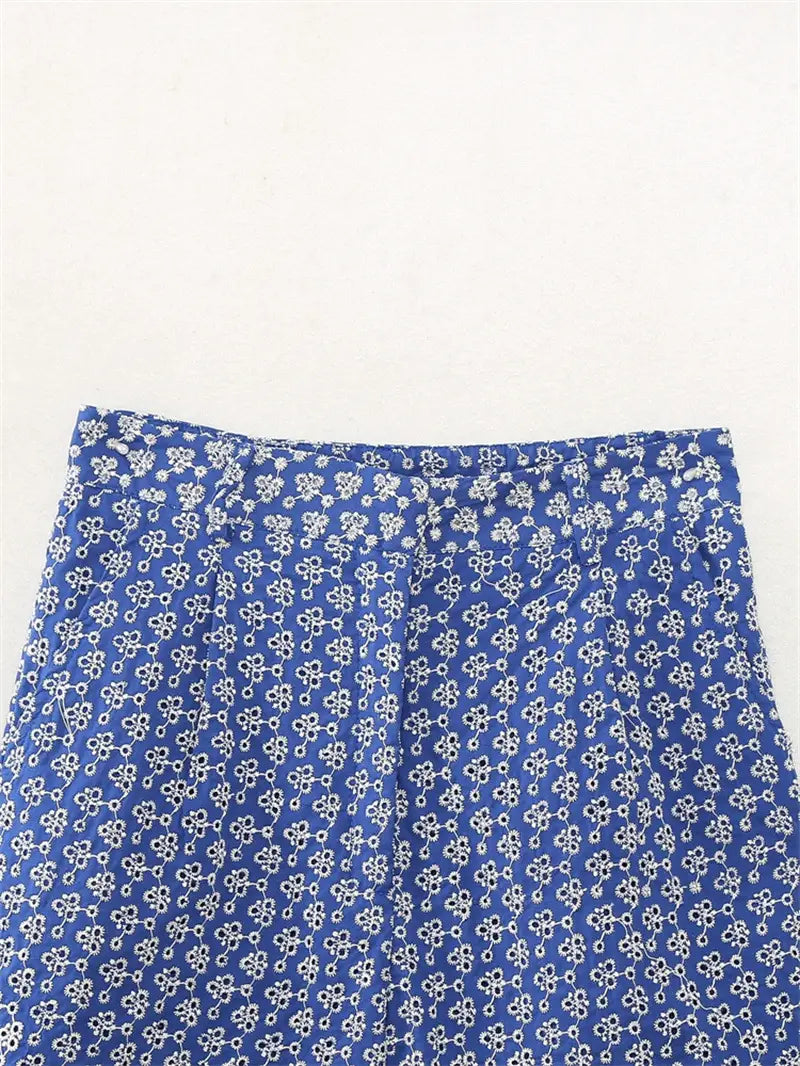 Embroidered High Waist Shorts