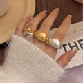Metal Brushed Matte Surface Wide Ring - Norellé