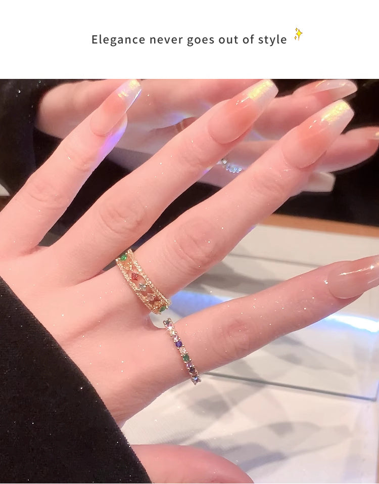 Rainbow Gemstone Ring For Female Niche - Norellé