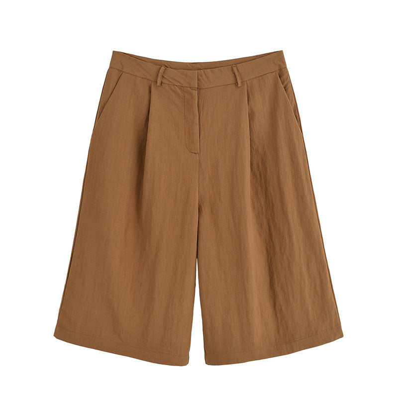 Half Sleeve Lace-up Suit Jacket Linen Mid Waist Shorts Suit - Norellé