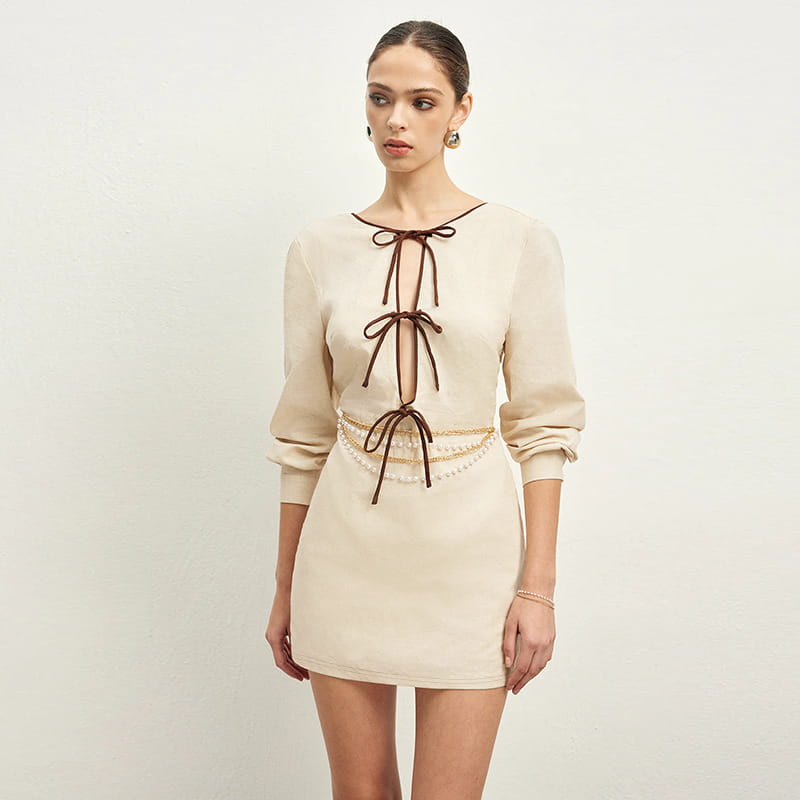 Lace-up Cutout Backless Dress Female