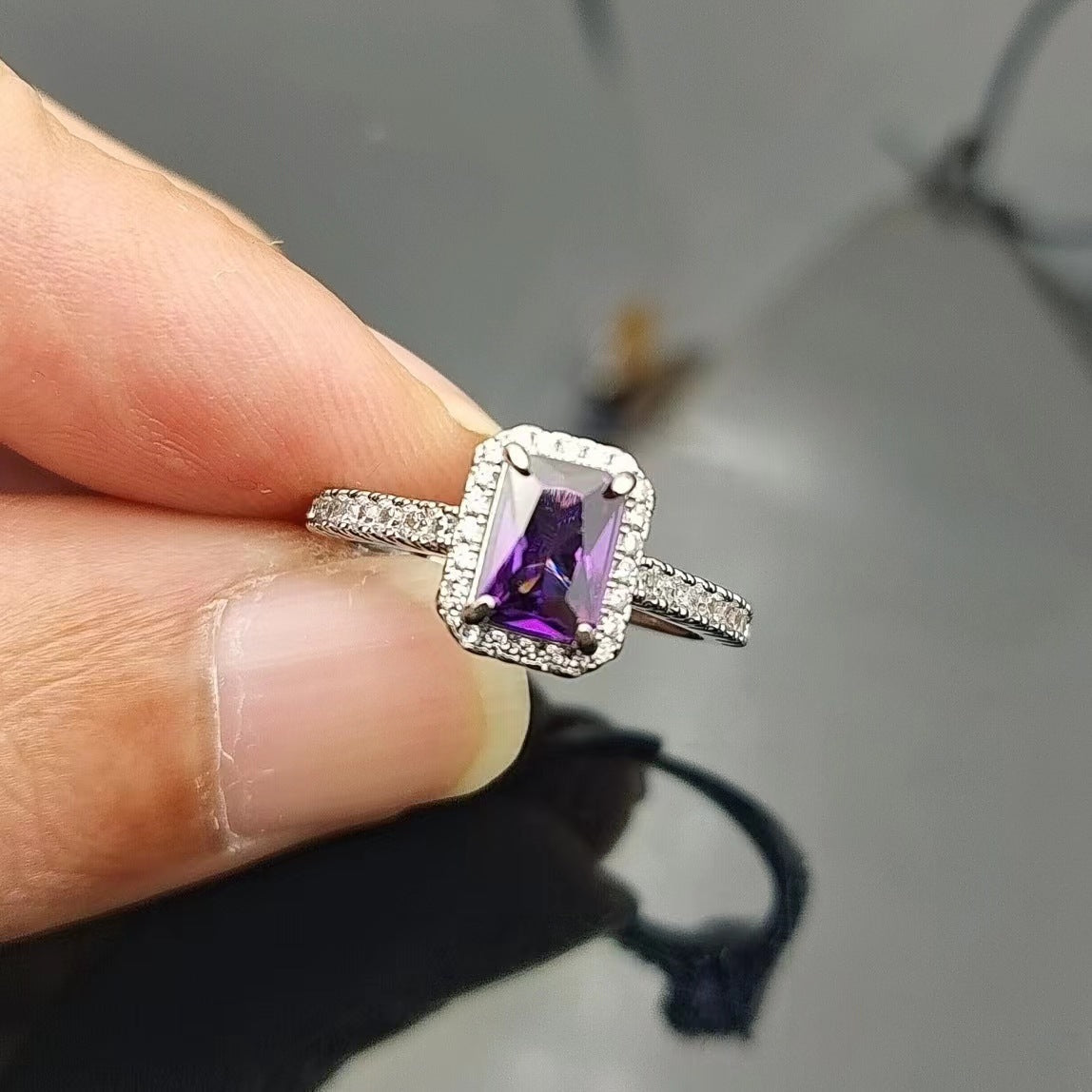 Korean Style Ornament Niche Personality Ladder T Square Zircon Open Ring - Norellé