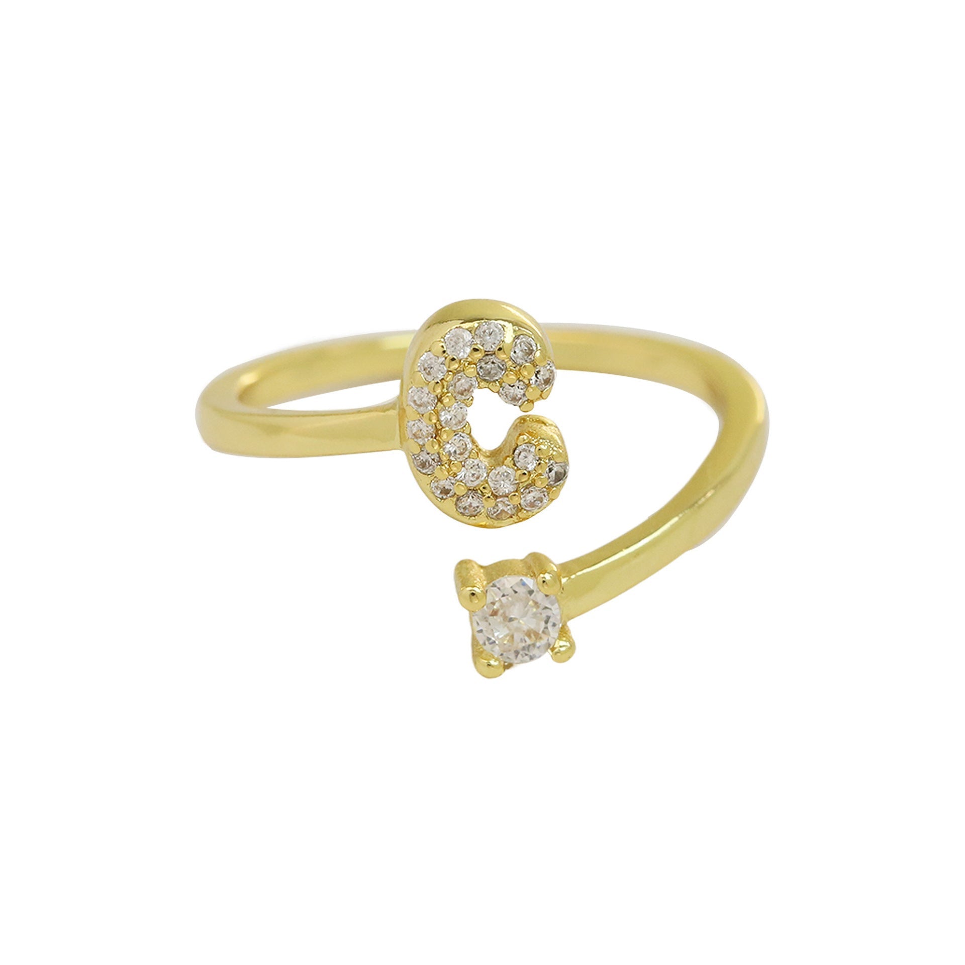 Cute 26 English Letters Open Adjustable Personality Ring - Norellé