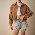 Women's Solid Color Shoulder Down Long Sleeved Casual Jacket - Norellé