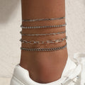 Simple Graceful Metal Chain Retro Creative Snake Chain Anklet Five-piece Set - Norellé