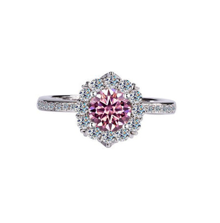 S925 Silver Moissanite Star River Diamond Ring Platinum Plated - Norellé