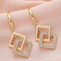 Geometric Overlapping Nested Rhombus Square Earrings Female Temperament - Norellé