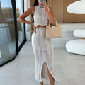 Beach Outfit Sleeveless Vest&Wrap Hips Skirts 2 Piece Set
