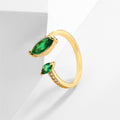 Beautiful Simple Zircon Open Design Ring - Green Gold Plated / Adjustable Opening - electronic accessories