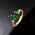 Beautiful Simple Zircon Open Design Ring - Green Gold Plated / Adjustable Opening - electronic accessories